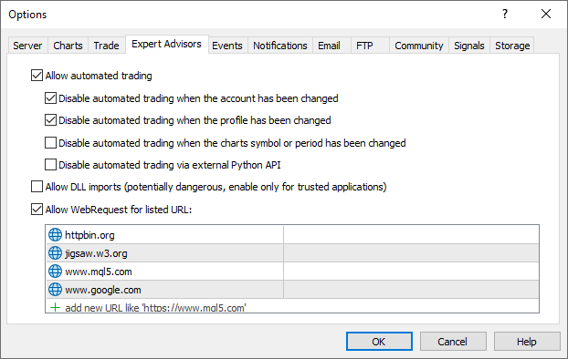 Permissions to access network resources in the terminal settings